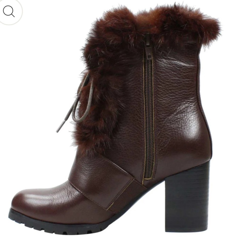 L’Amour Des Pieds Quilan NWT Espresso Fur Trim Leather Boots 8